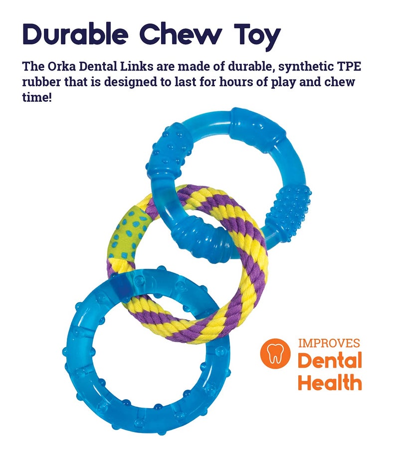 Petstages Dental Links Dog Chew Toy â€“ Puppies & Adults, Strong Chewers, Multiple Textures & Rope, 8.5" x 4" x 1" - Image 2